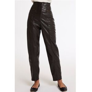 Joie Alara Faux Soft Leather Barrel High Rise Brown Pant Moto Bike Size 0 NEW